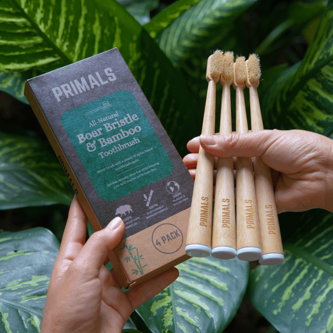 Primal tandborste med vildsvinsborst och bambu (4-pack)