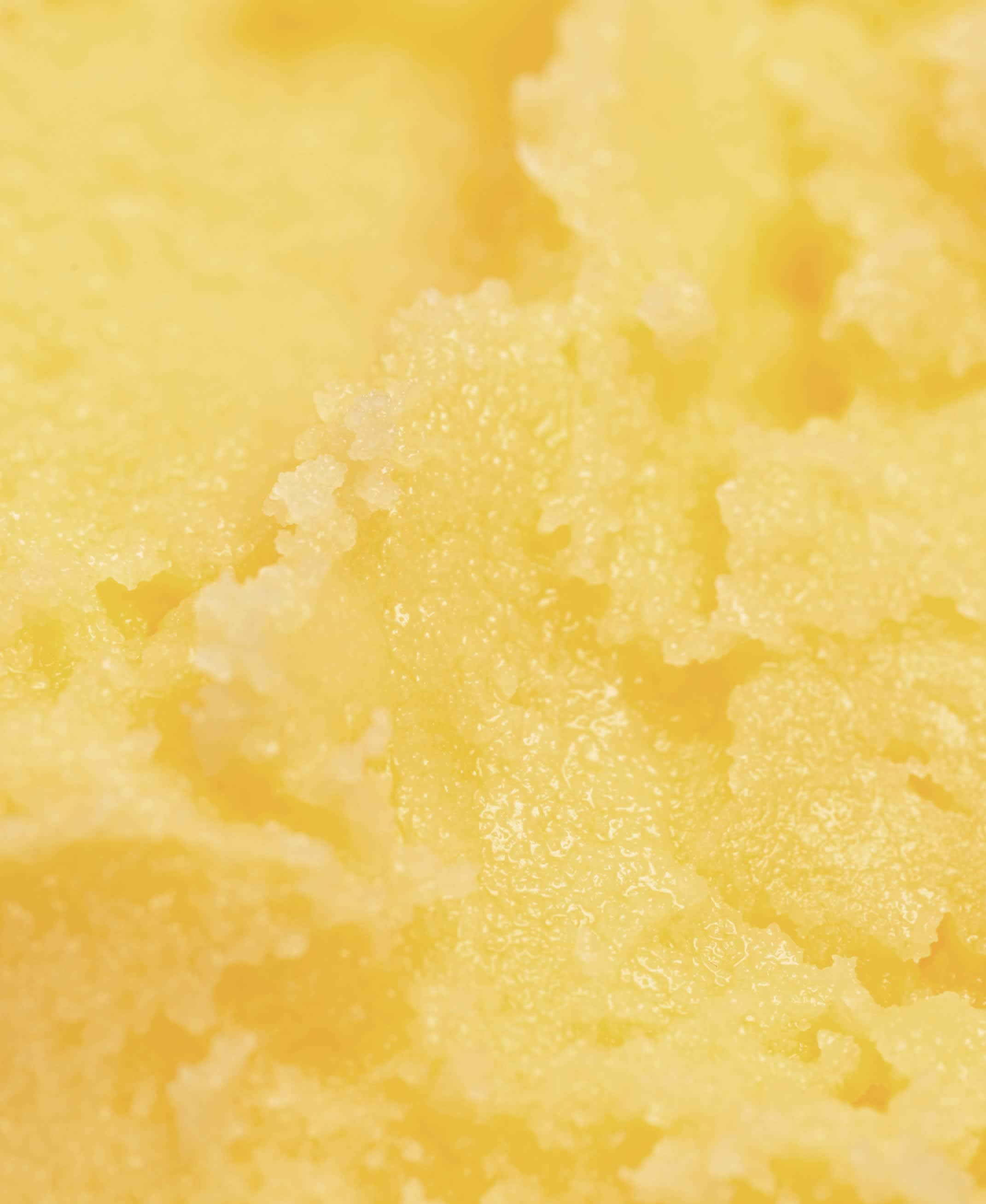 Ghee Product Texture | hover_text: title: 'ghee', text: 'Revered in Ayurveda, it fortifies thin, fragile skin to visibly reduce the look of dark circles.', style: 'secondary', color: #000000, y-alignment: 'bottom'