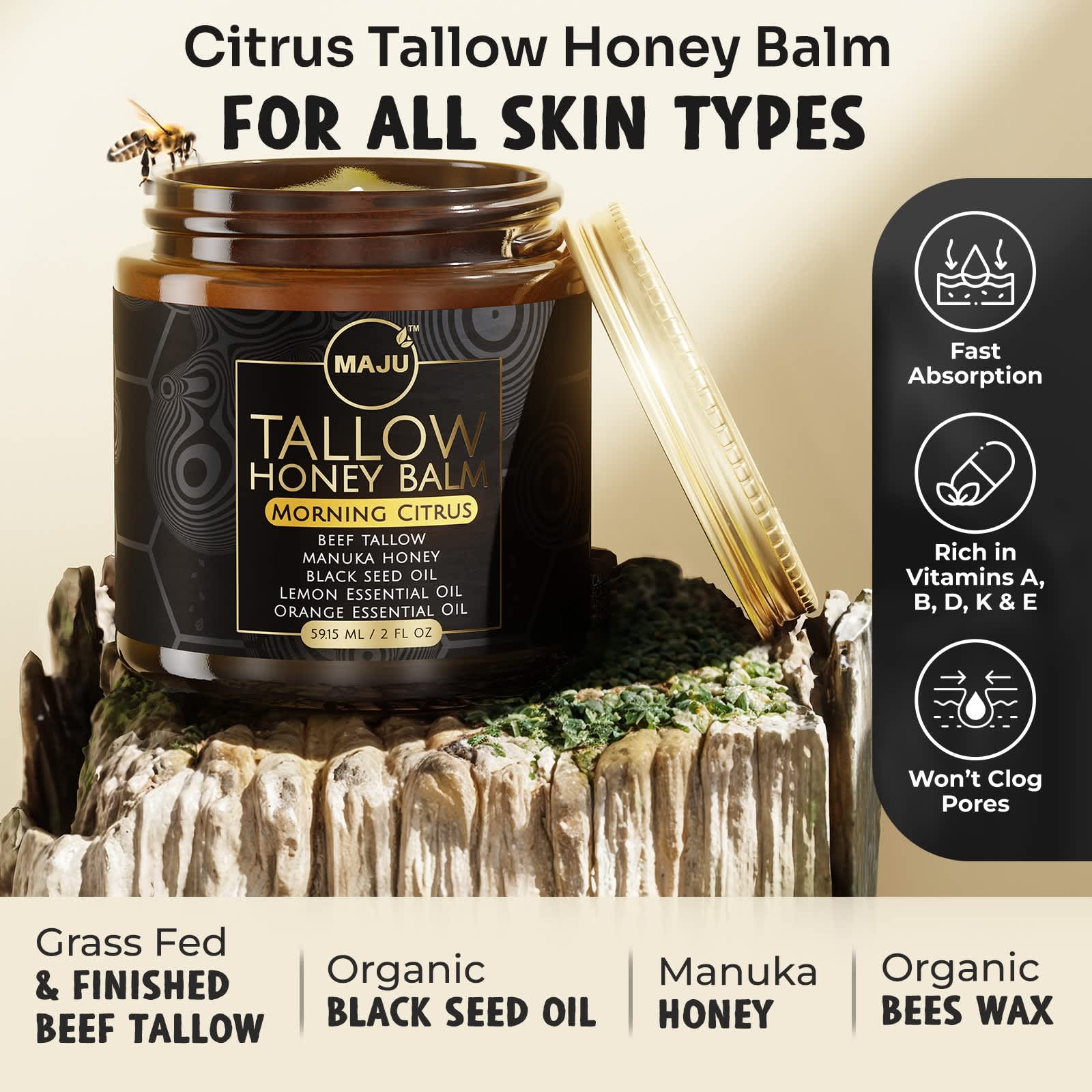 Maju's Tallow Black Seed Honey Balm - Maju Superfoods