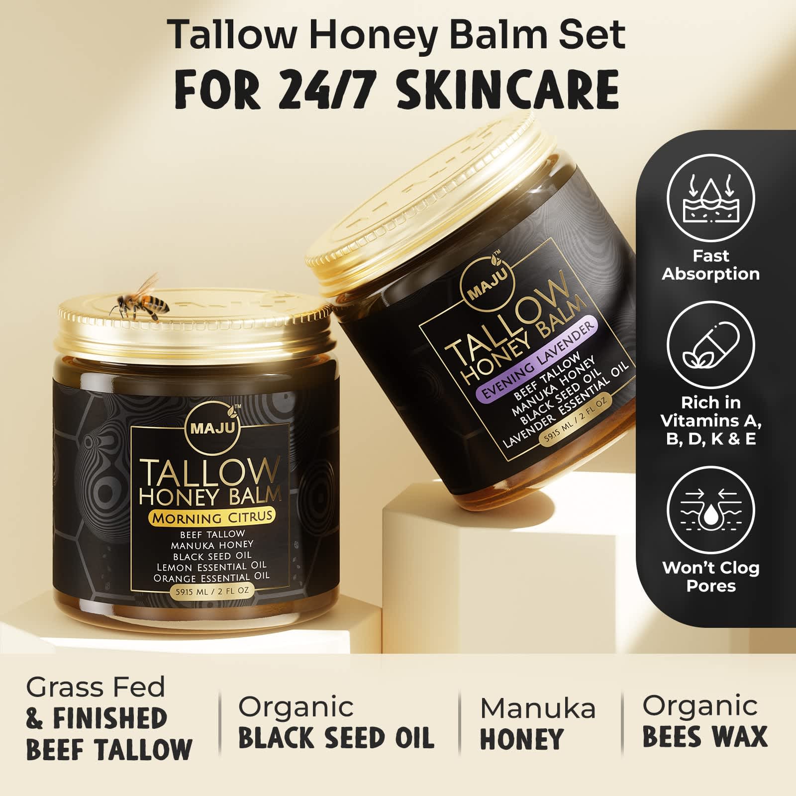 Maju's Tallow Black Seed Honey Balm - Maju Superfoods