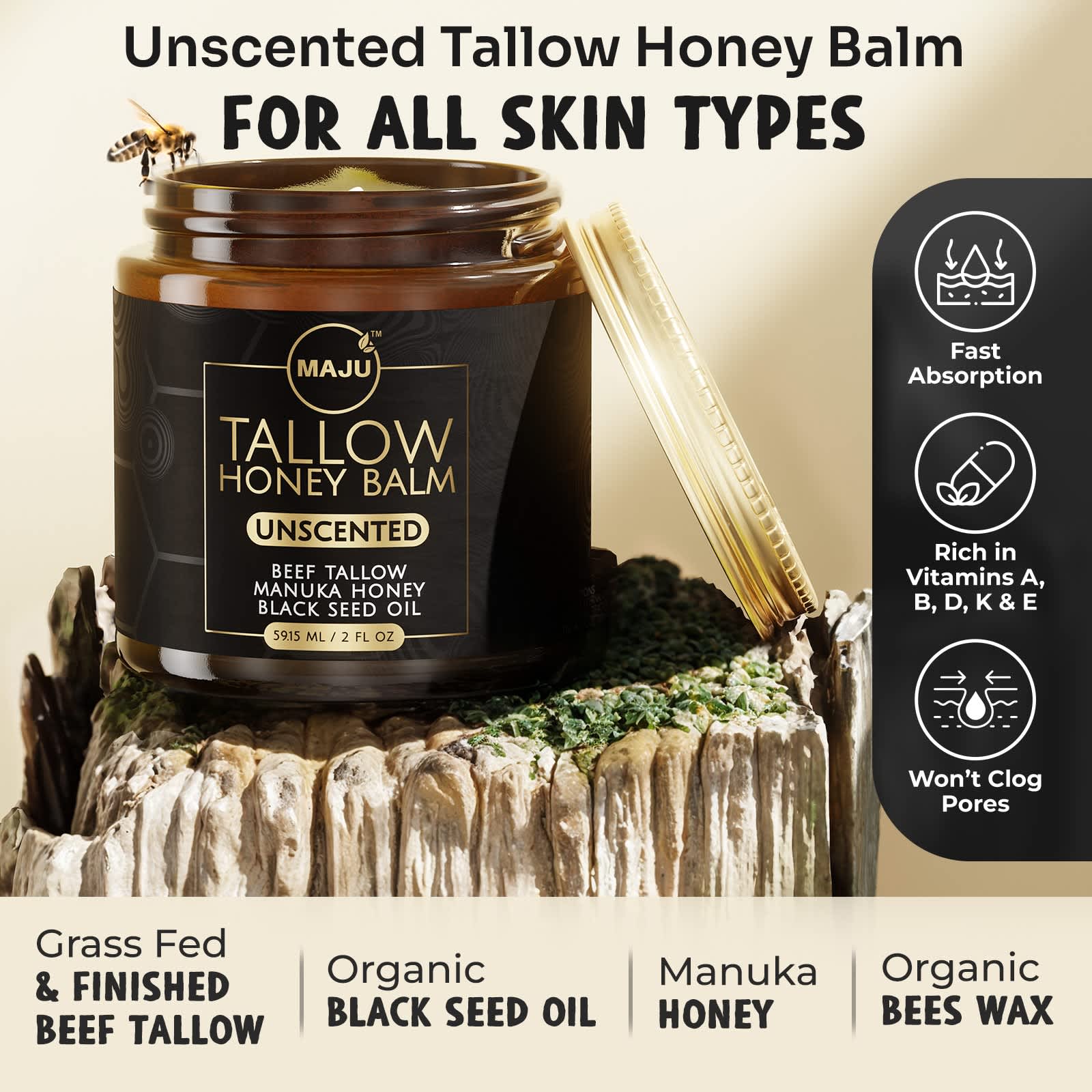 Maju's Tallow Black Seed Honey Balm - Maju Superfoods