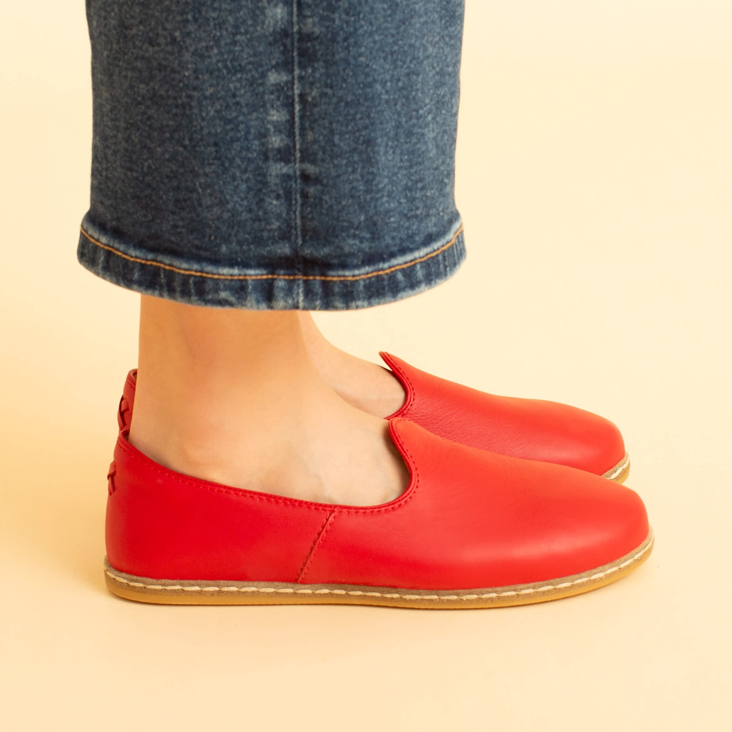 Red Slip On Shoes - Charix Shoes
