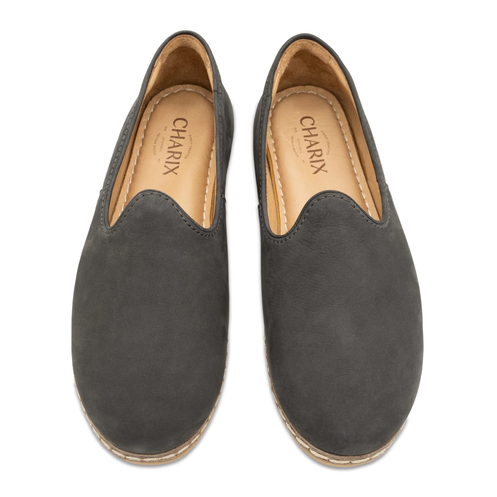 Graphite Suede Slip On Shoes - Charix Shoes