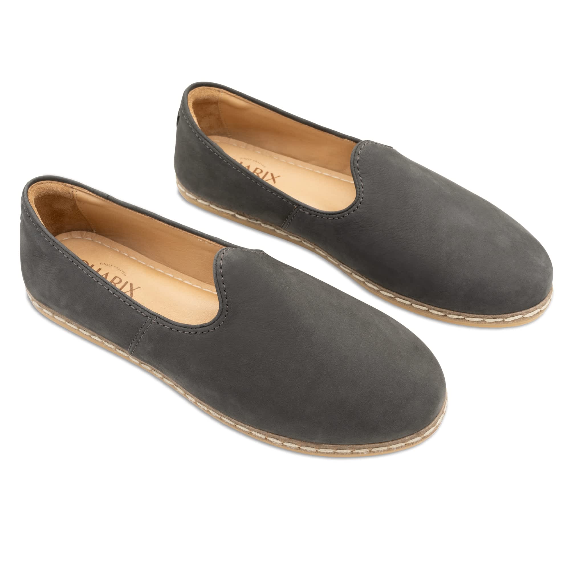 Graphite Suede Slip On Shoes - Charix Shoes