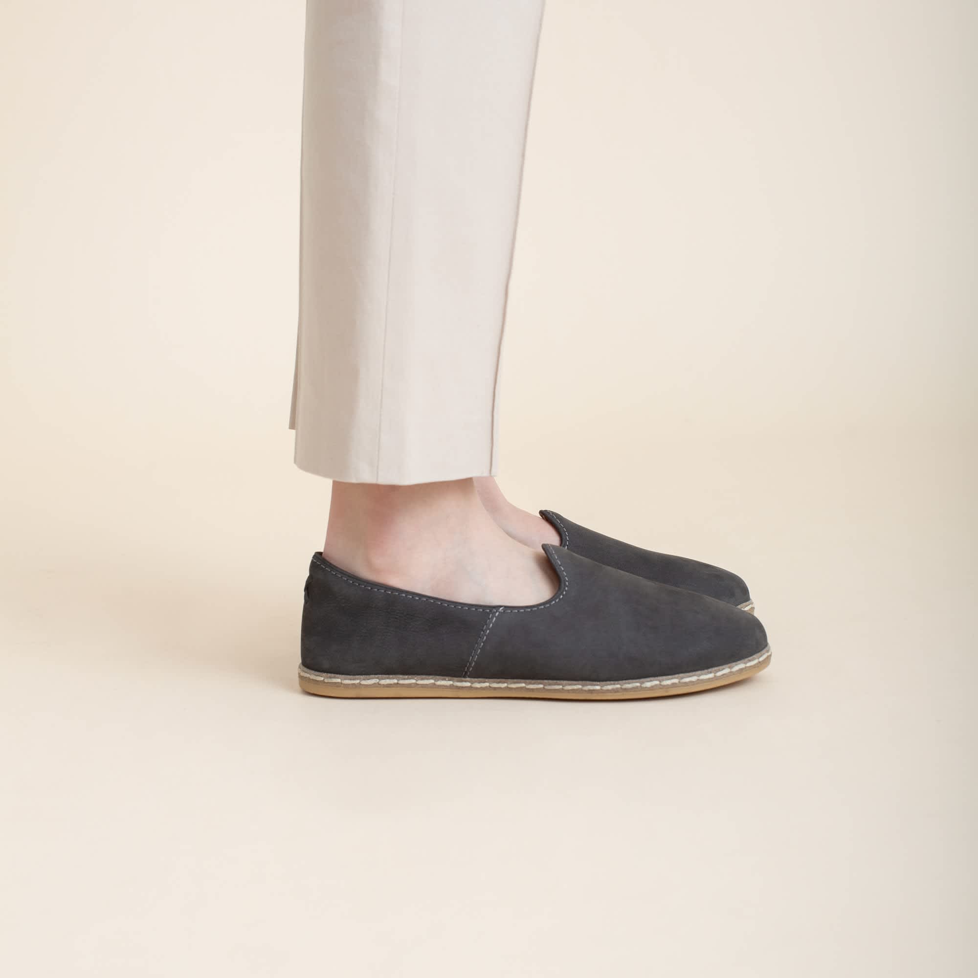 Graphite Suede Slip On Shoes - Charix Shoes