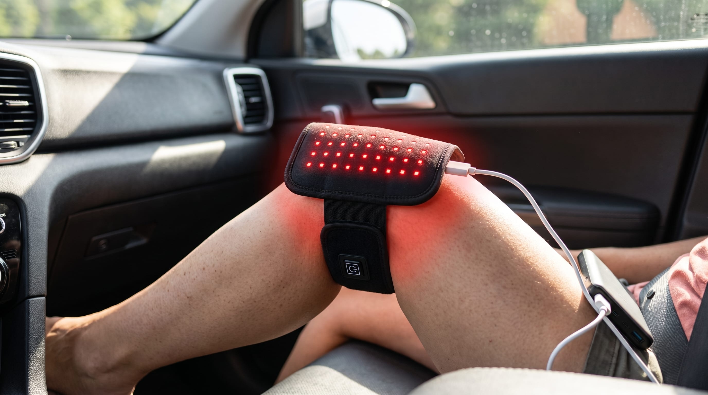 ThermaLight360 Mini running from a power bank in the car