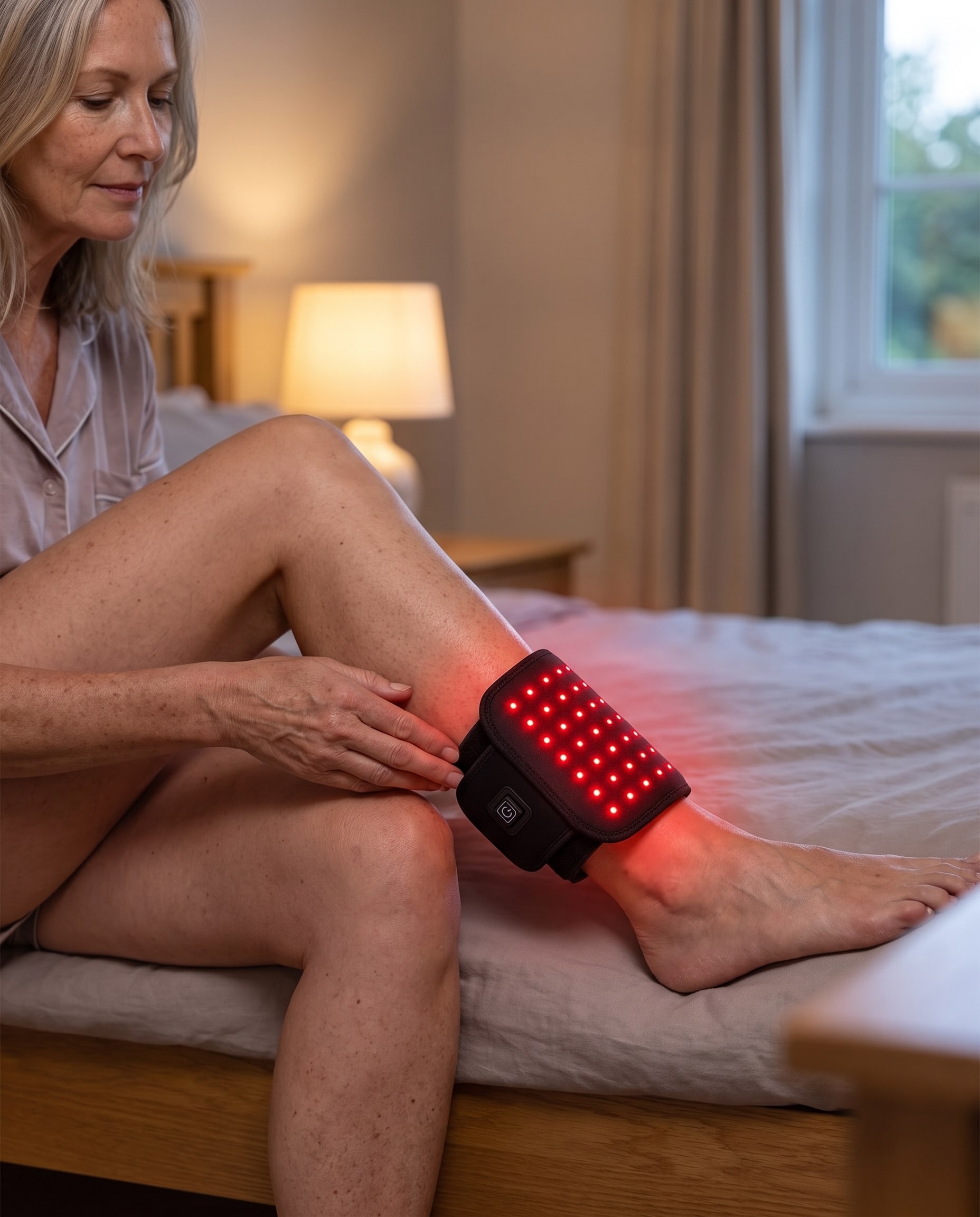 ThermaLight360 Mini on the ankle at bedtime