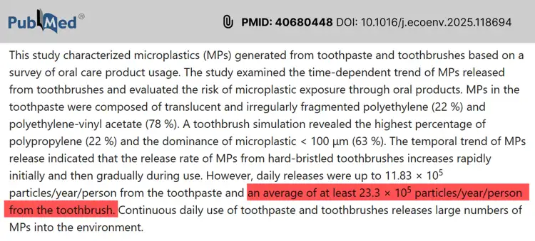 Study: 2.3 Million Microplastic Particles Per Year From Toothbrush Use