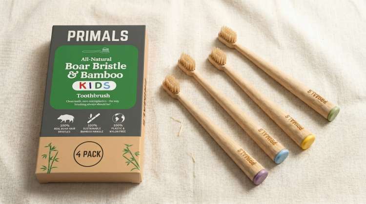 Lifetime habits with PRIMALS family bamboo toothbrushes