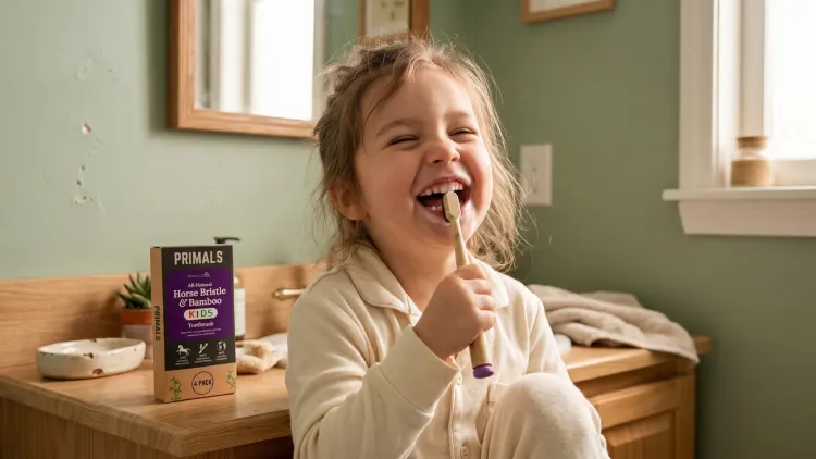 PRIMALS Kids Horse Bristle Toothbrush 4-Pack