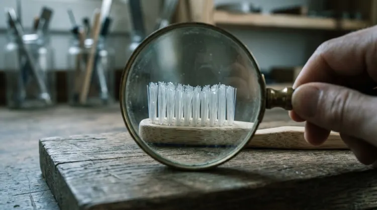 Bamboo toothbrush with nylon bristles, mold growth comparison