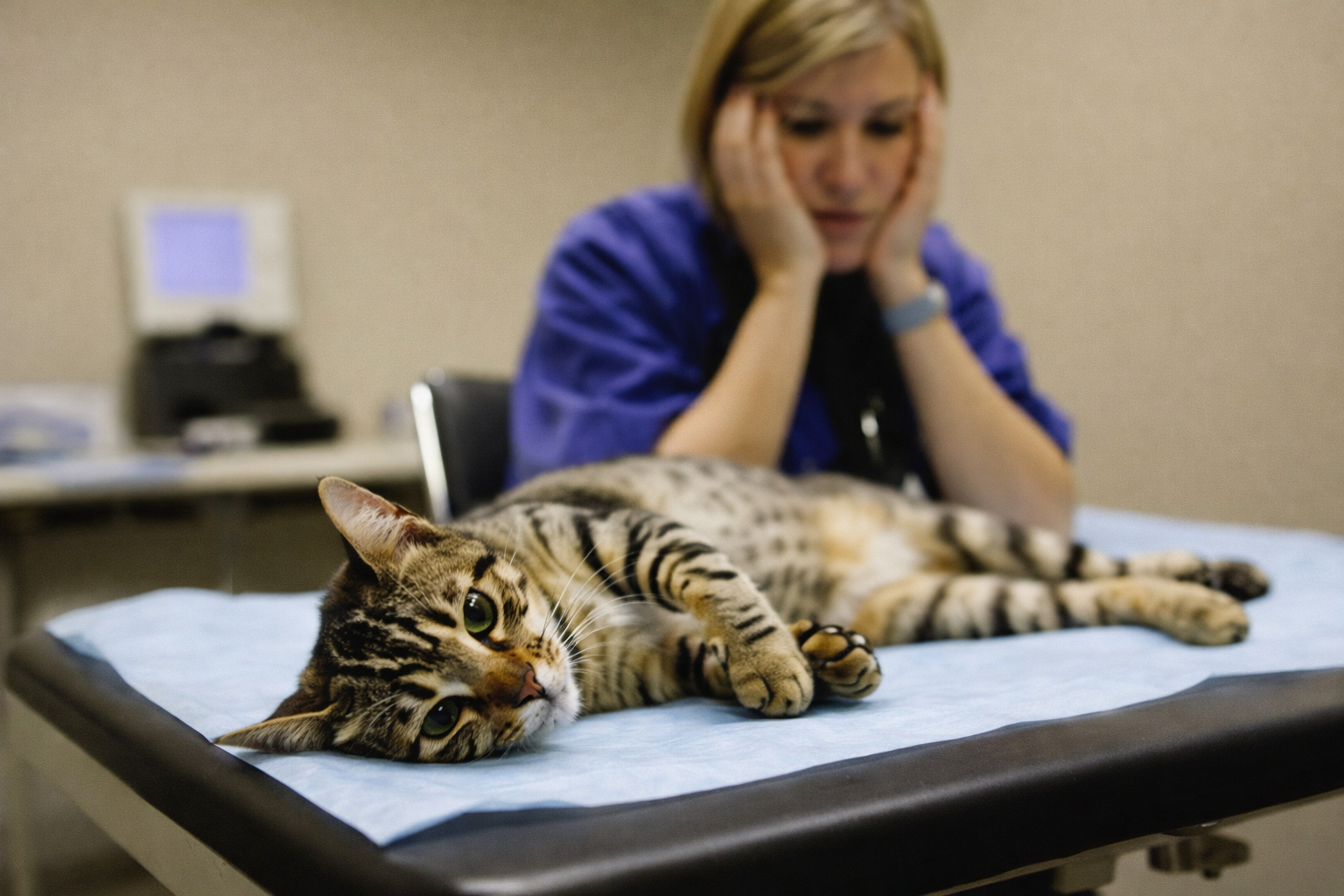 Dierenarts onderzoekt kat