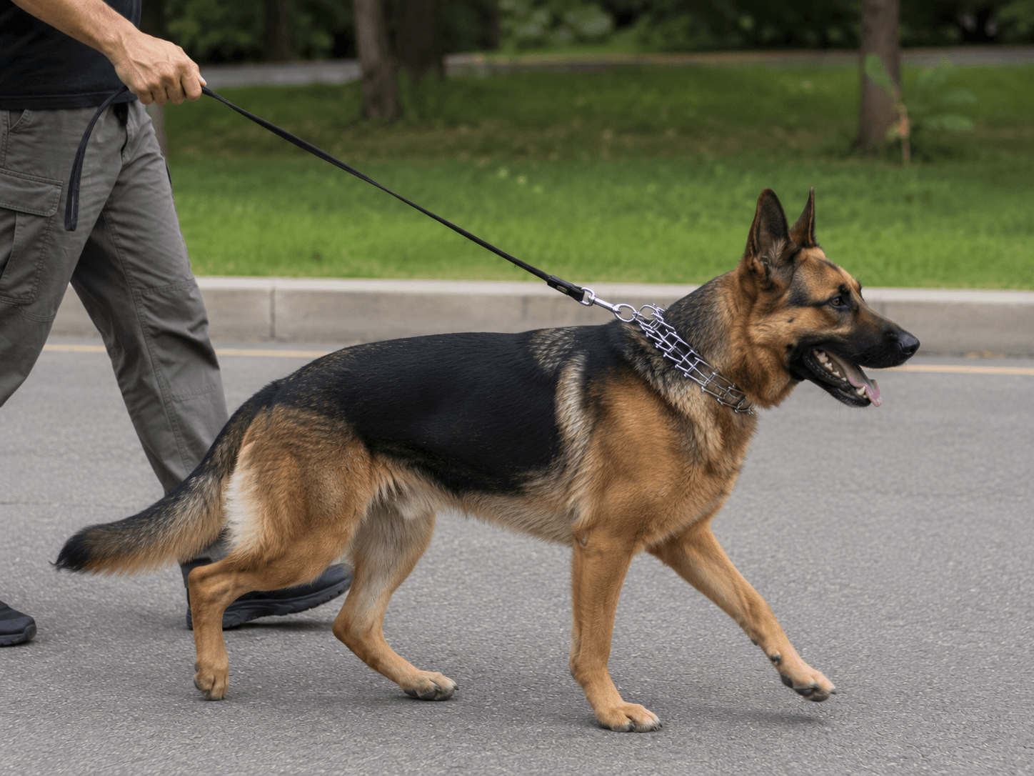 Prong collar around a dog's neck