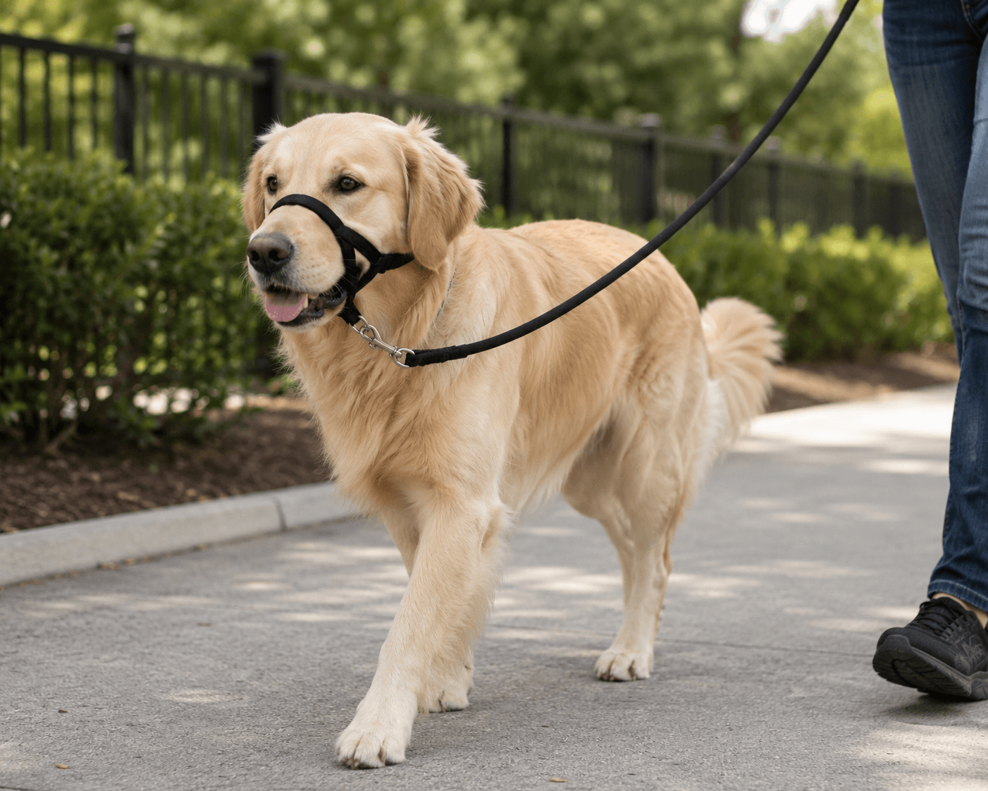 Head halter over a dog's muzzle
