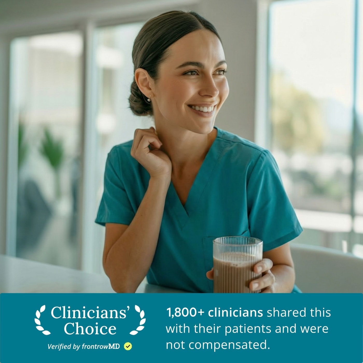 Clinician holding a shake