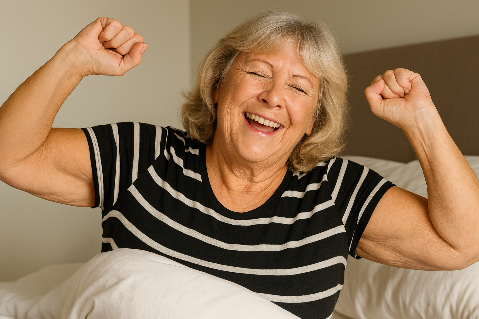 Woman waking up pain-free