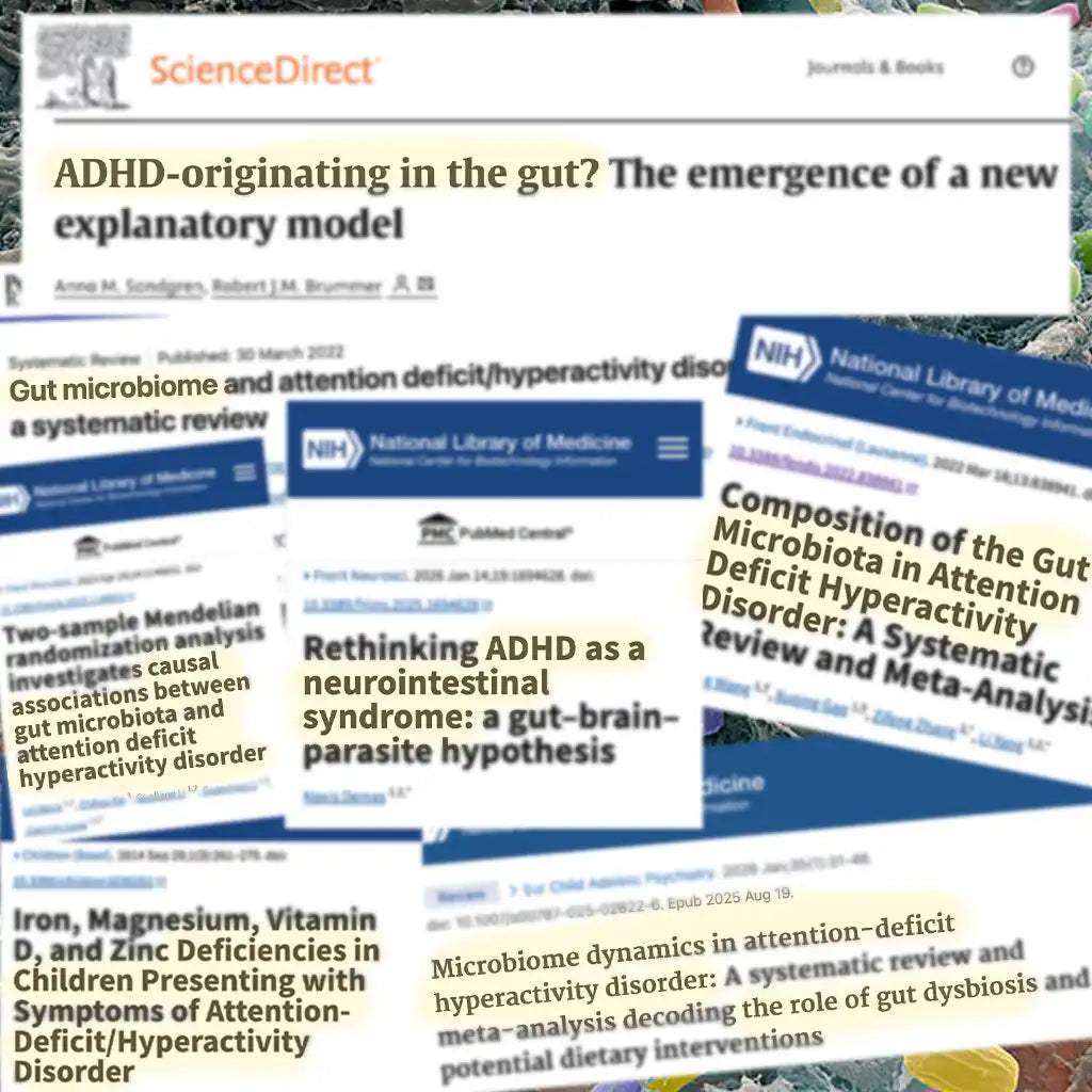 Peer-reviewed studies linking the gut microbiome and ADHD