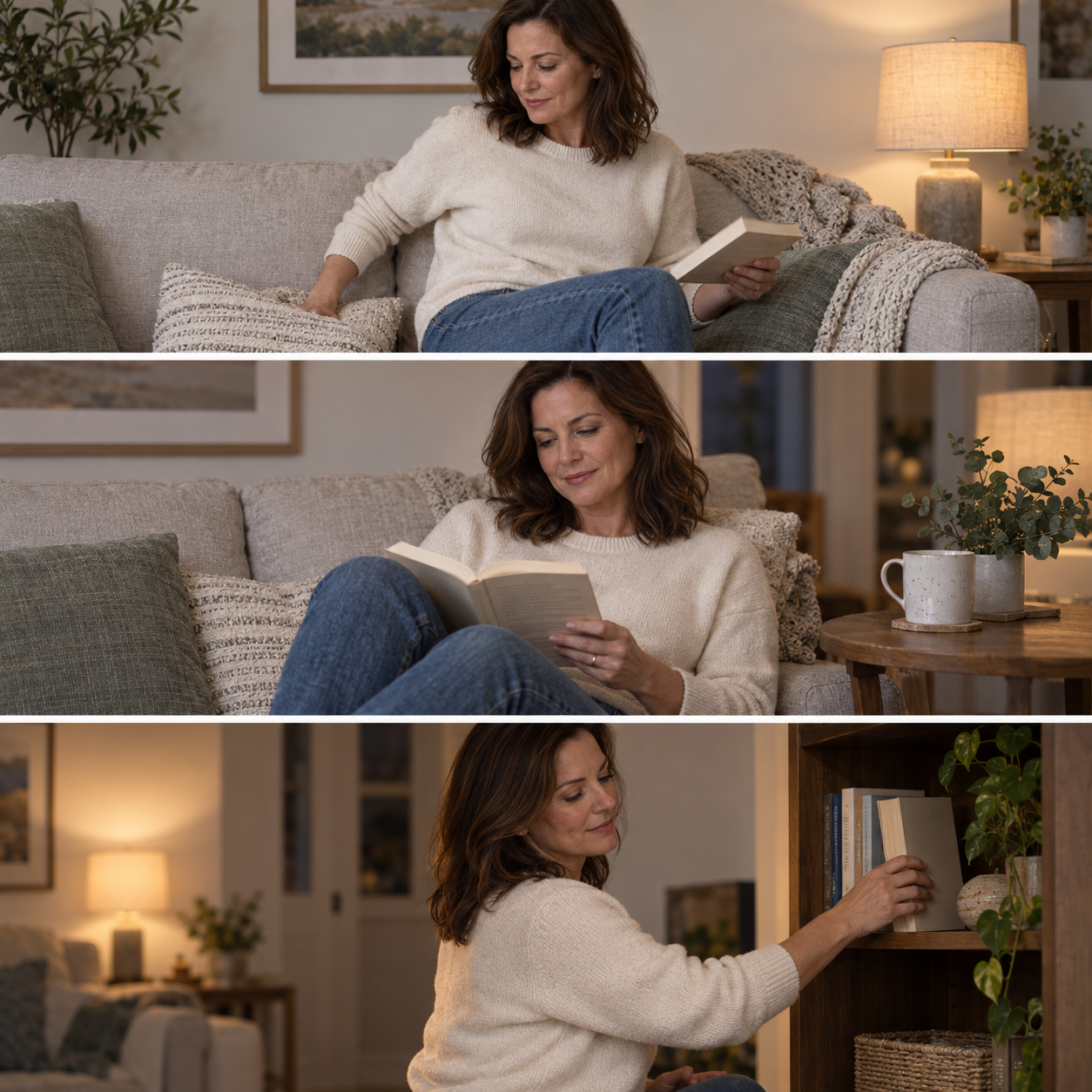 Illustrative three-part evening routine at home